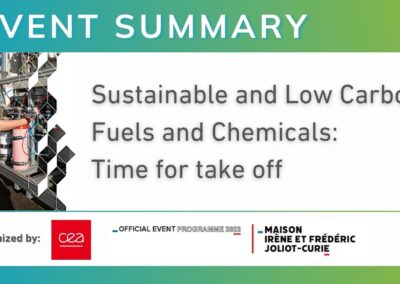 EVENT SUMMARY: “Sustainable and low carbon fuels and chemicals – Time for take-off”